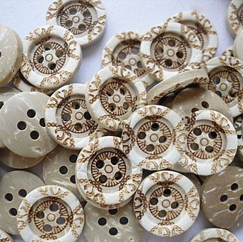 Knappar Kokos Beige Brun 15mm 10st