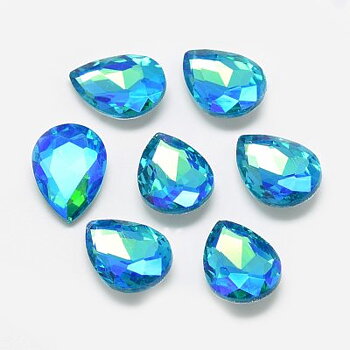 Cabochon Rhinestone Skyblue AB 10x7x4mm 4st