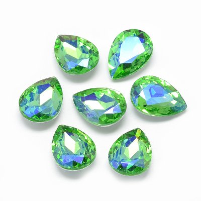 Cabochon Rhinestone Light Green AB 10x7x4mm 4st