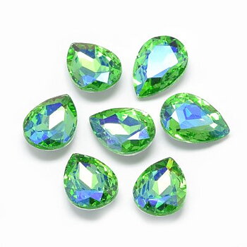 Cabochon Rhinestone Light Green AB 10x7x4mm 4st