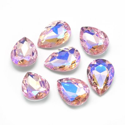 Cabochon Rhinestone Pearl Pink AB 10x7x4mm 4st