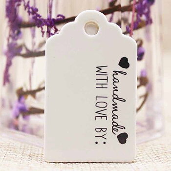 Pappers Tag "Handmade whit love by" 50x30mm 10st