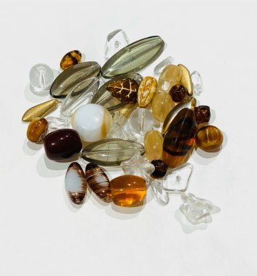Jablonex Glaspärlor Brun Beige Clear Mix 6-35mm 40g