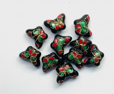 Cloisonné Fjäril Svart 14,5x10,5mm 10st