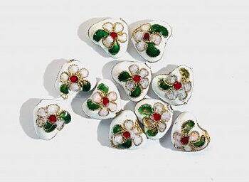 Cloisonné Hjärtan Vita 12,5x10,5mm 10st