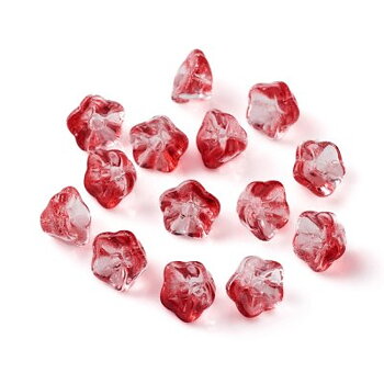 Änglakjolar / Blommor Röd/Clear 8,5mm 10st