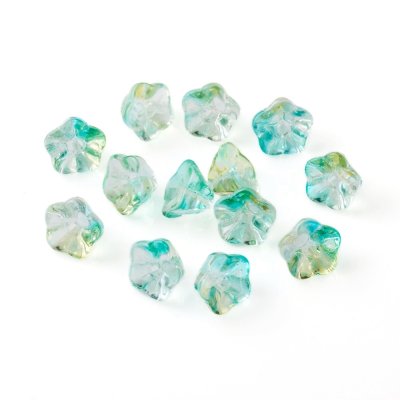 Änglakjol / Blomma Turkos Clear 8,5mm 10st