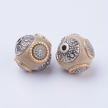 Indonesisk Pärla Beige med strass 15mm
