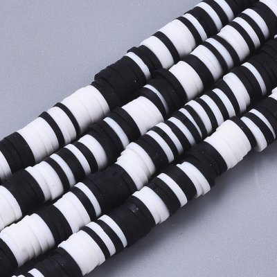 Heishi Pärlor Mix Svart Vit 6x1mm 1sträng