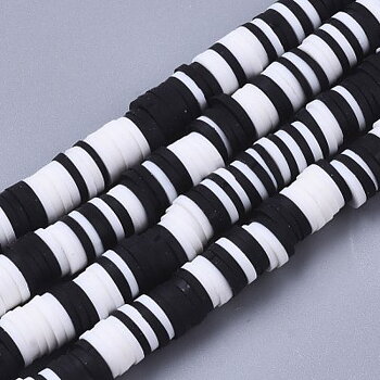Heishi Pärlor Mix Svart Vit 6x1mm 1sträng