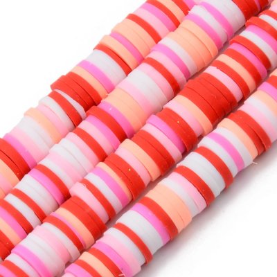 Heishi Pärlor Mix Rosa 6x1mm 1sträng