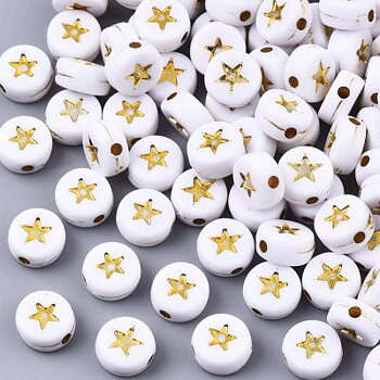 Akryl Pärlor Stjärna Guld 7mm 100st