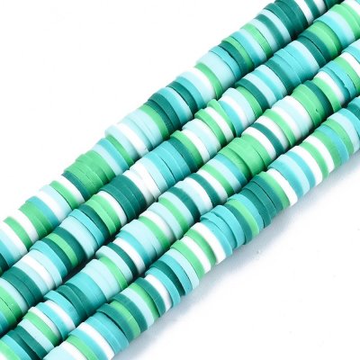 Heishi Pärlor Mix Grön 6x1mm 1sträng