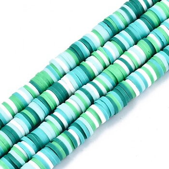 Heishi Pärlor Mix Grön 6x1mm 1sträng