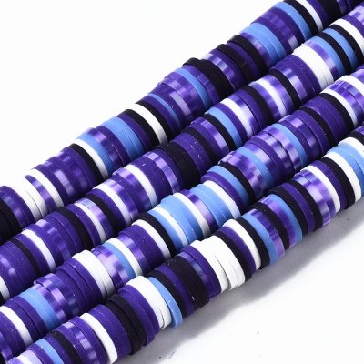 Heishi Pärlor Blå Lila Vit Mix 4mm 1sträng