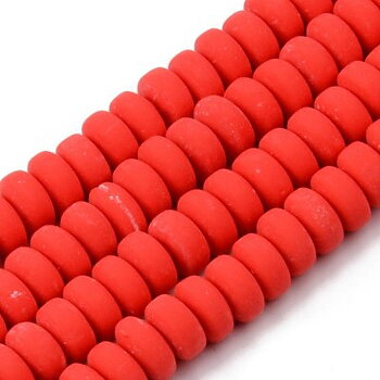 Heishi Pärlor Röd 6x3mm 1sträng