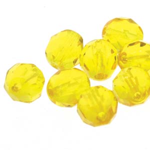 Fire Polish Yellow Amber 6mm 1sträng