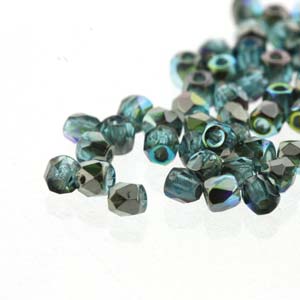 Fire Polish True 2 Aqua Graphite Rainbow 2mm 50st