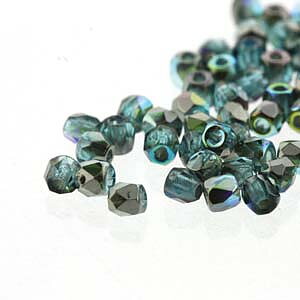 Fire Polish True 2 Aqua Graphite Rainbow 2mm 50st