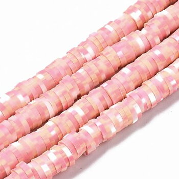 Heishi Pärlor Rosa Vit Pixlad 6x1mm 1sträng