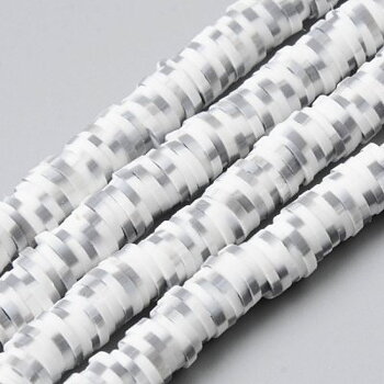 Heishi Pärlor Vit Grå Pixlad 6x1mm 1sträng
