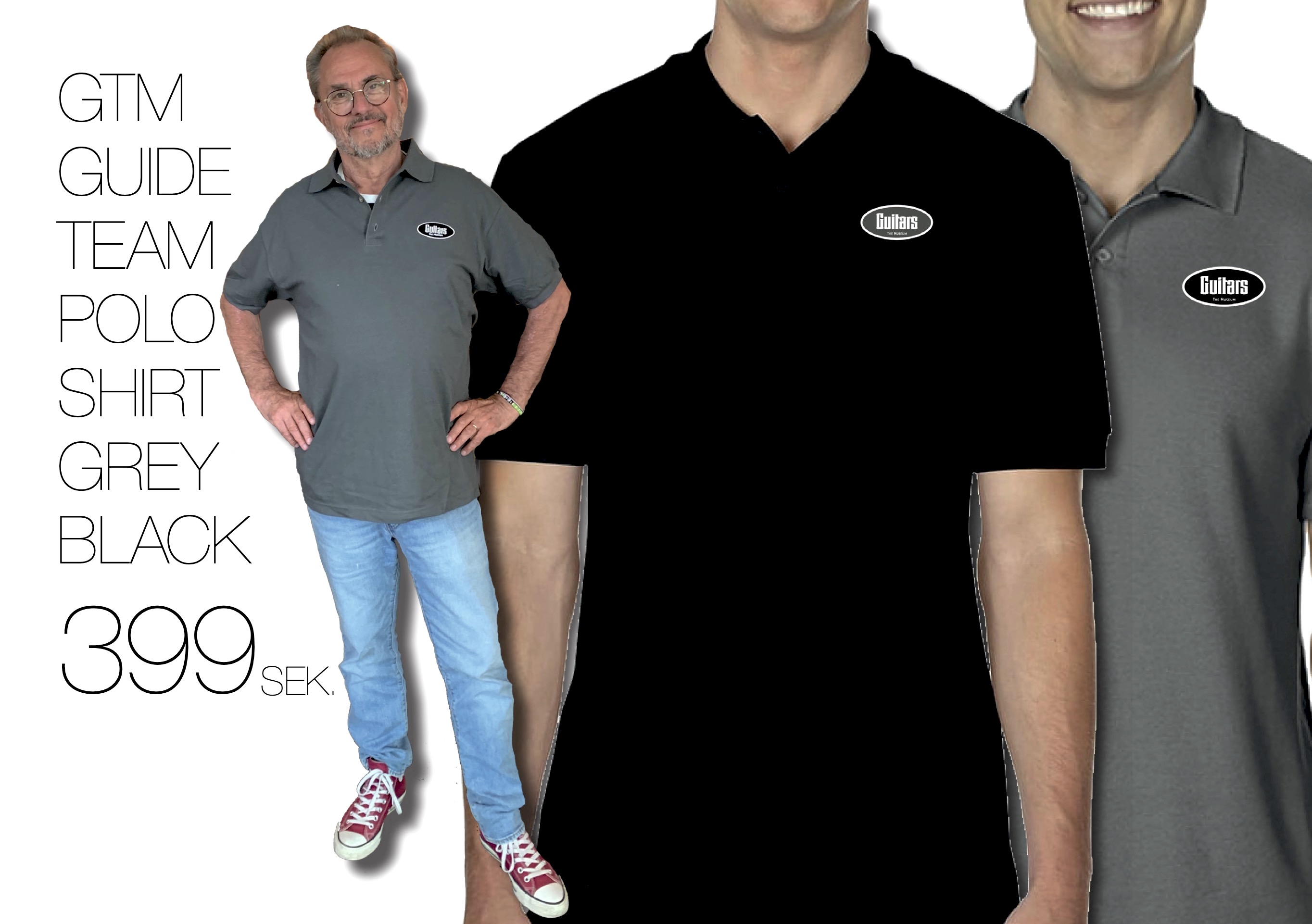 GUITARS STAFF POLO BLACK - size: MEDIUM