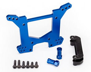 Traxxas 6738x Shock Tower Rear Alu Blue Rustler/Hoss 4x4