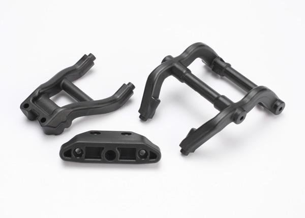 Traxxas 6777 Wheelie bar mounts/ rear skidplate (black)