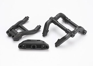 Traxxas 6777 Wheelie bar mounts/ rear skidplate (black)