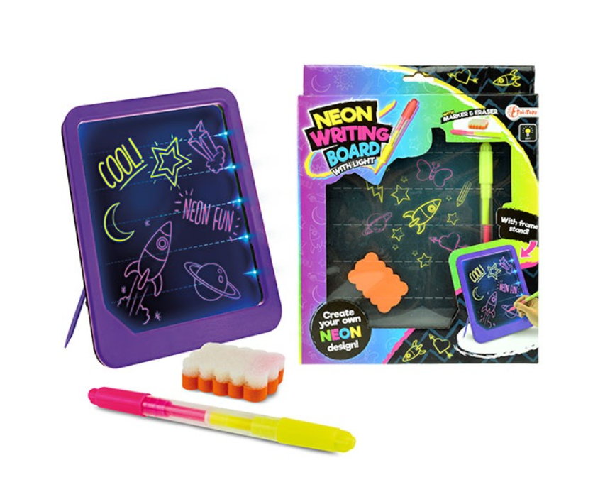 Neon writing board with light