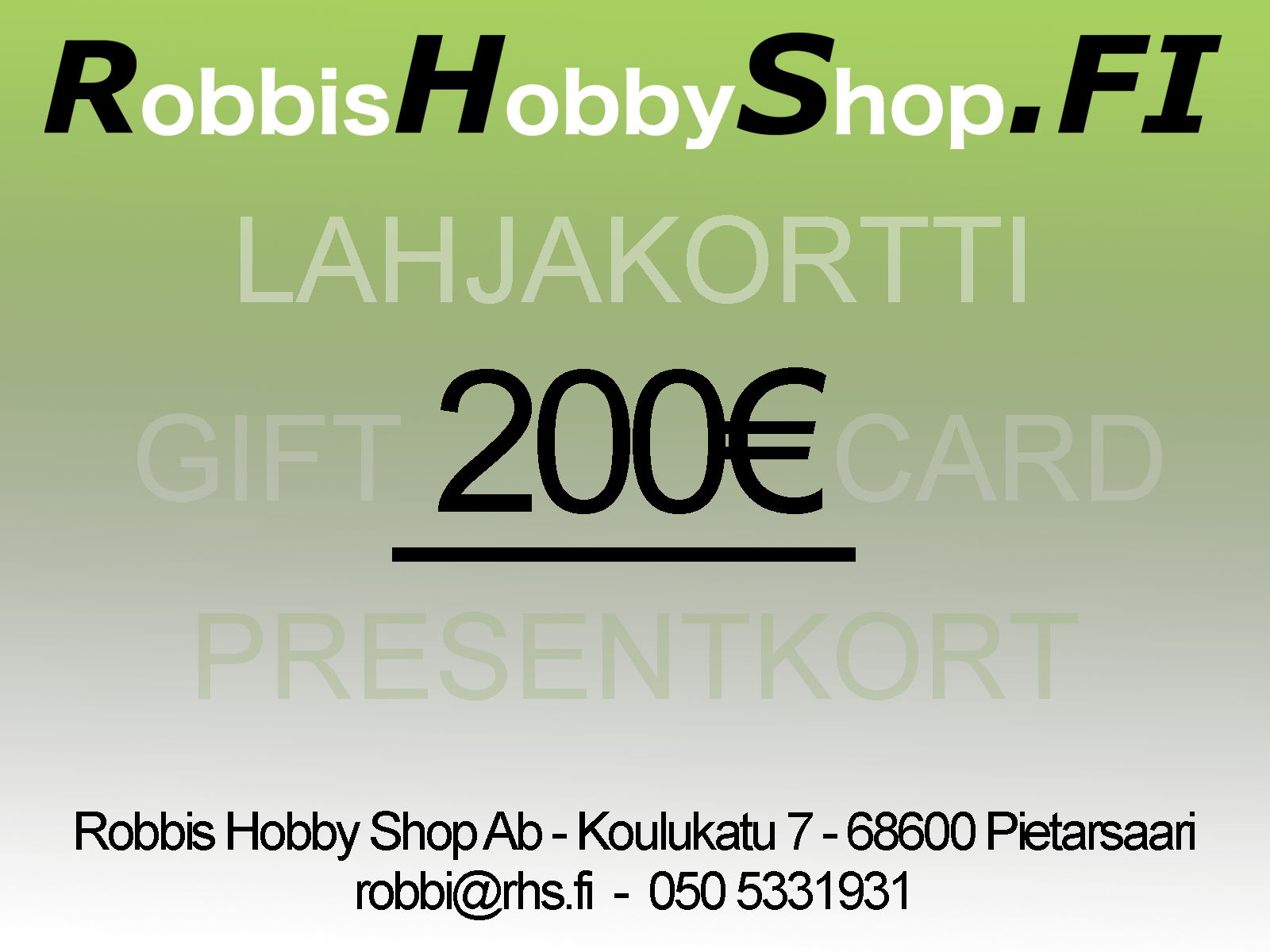 RHS Gift card 200 Euro