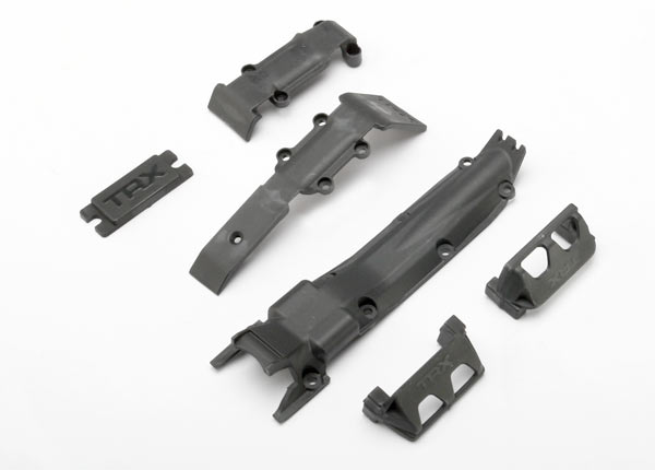 Traxxas 7037 Skidplate set, front (1)/ rear (1)/ transmission (1)/ steering servo guards (2) / steering servo cover plate (1)