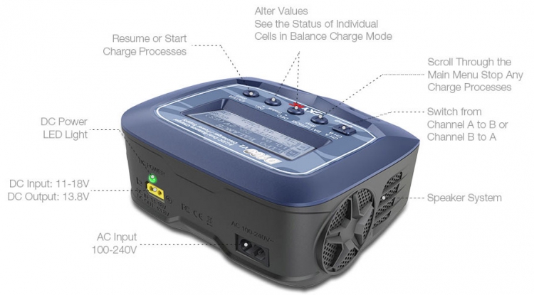 SkyRC D100 V2 Dual charger 2x100W 240VAC/12VDC - 8