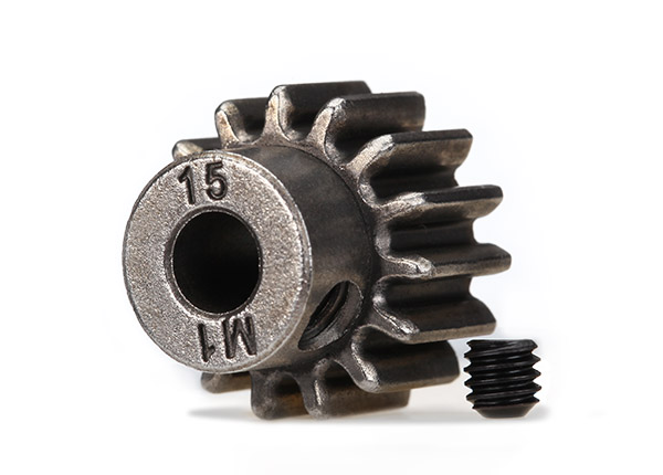 Traxxas 6487X Gear, 15-T pinion (1.0 metric pitch) (fits 5mm shaft)/ set screw (compatible with steel spur gears)