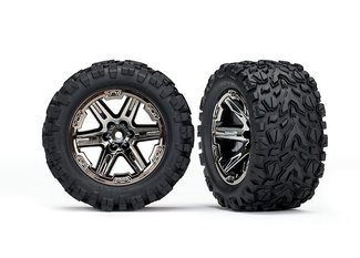 Traxxas 6773x Tires & Wheels Talon Extreme/RXT Black Chrome 2.8" 4WD TSM