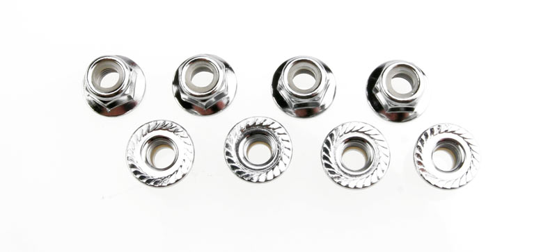 Traxxas 5147x Nuts, 5mm flanged nylon locking (steel, serrated) (8)