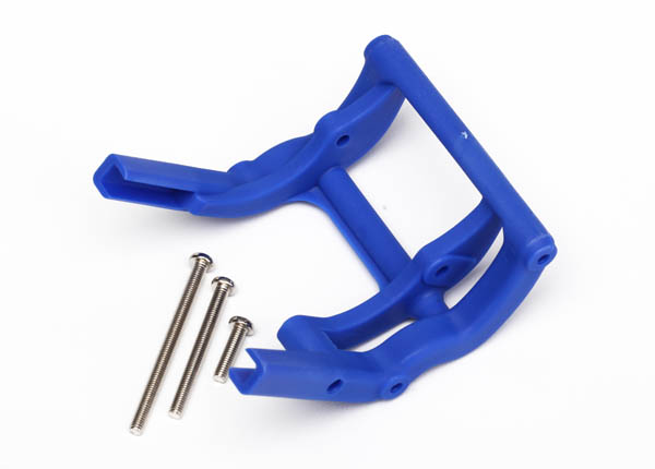 Traxxas 3677X  Wheelie bar mount (1) / hardware (blue)