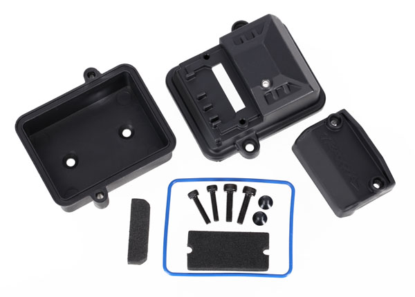 Traxxas 7424 Box, receiver (sealed)/ foam pads/ 2.5x12mm CS (2)/ 3x6mm CS (2)/ 3x12mm BCS (2)