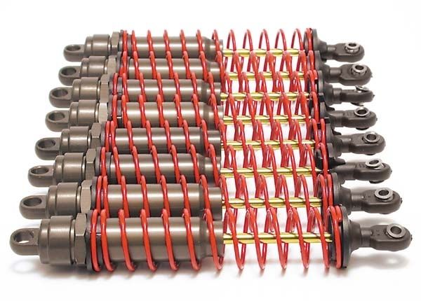 Traxxas 4962  Big Bore shocks (xx-long) (hard-anodized & PTFE-coated T6 aluminum) (assembled) w/ red springs, TiN shafts (8 pack)