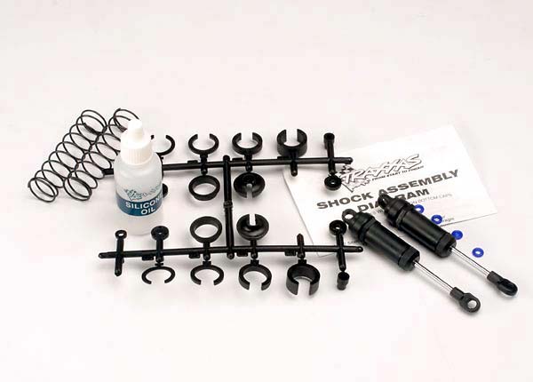 Traxxas 3760  Ultra Shocks (black) (long) (complete w/ spring pre-load spacers & springs) (front) (2)