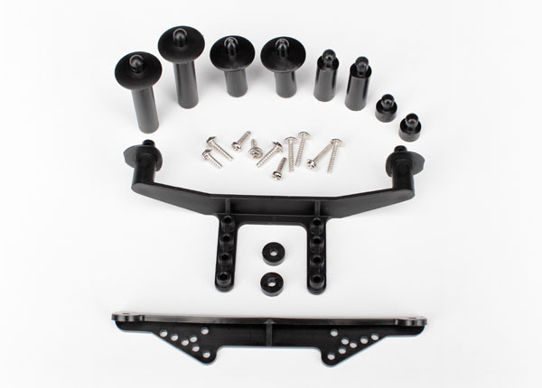 Traxxas 1914R Body mount, front & rear (black)/ body posts