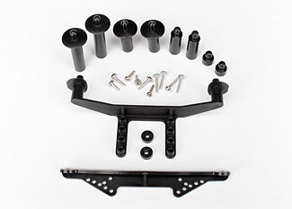 Traxxas 1914R Body mount, front & rear (black)/ body posts