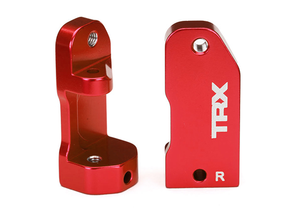 Traxxas 3632x Caster blocks, 30-degree, red-anodized 6061-T6 aluminum (left & right)/ suspension screw pin (2)