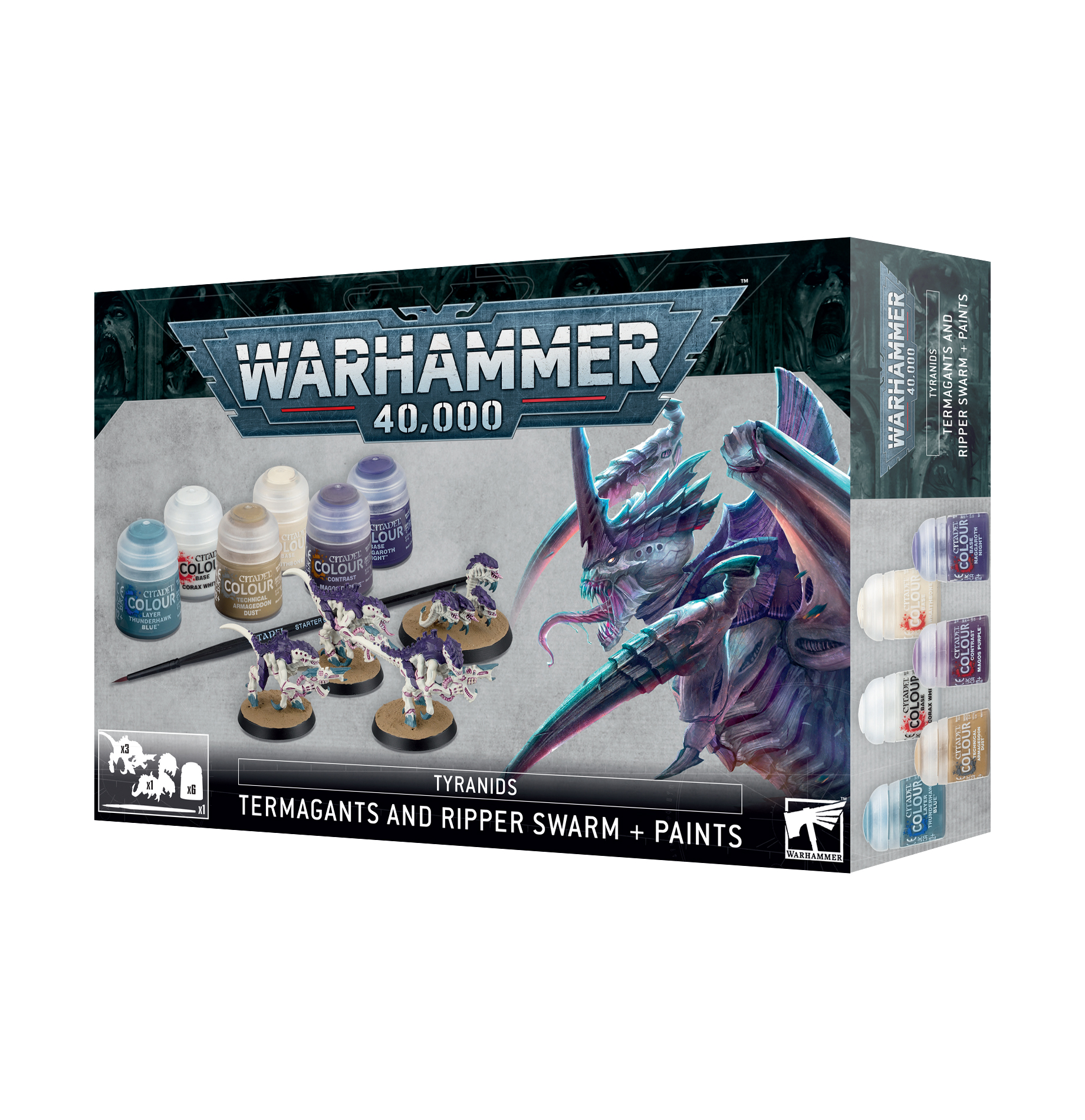 Warhammer 60-13 Tyranids: Termagants and Ripper Swarm + Paints Set
