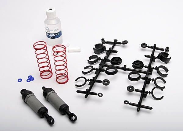 Traxxas 3760A Ultra Shocks (grey) (long) (complete w/ spring pre-load spacers & springs) (front) (2)
