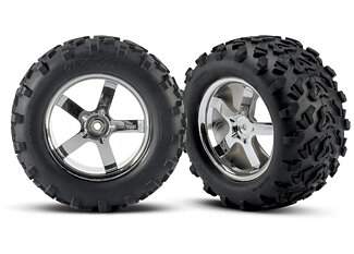 Traxxas 4973R 3,8" Maxx tires & Hurricane chrome wheels