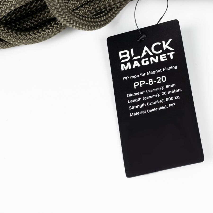 Black Magnet 8mm, Kast lina för super magneter 200-600kg - 2