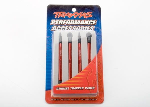 Traxxas 7138X Toe links, aluminum (red-anodized) (4) (assembled with rod ends and threaded inserts)
