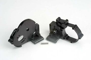 Traxxas 3691 Gearbox halves (L&R) (black) w/ idler gear shaft