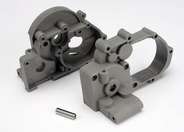 Traxxas 3691A Gearbox halves (L&R) (grey) w/ idler gear shaft